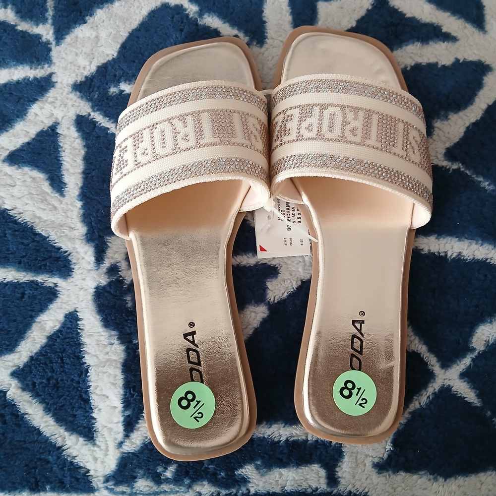 Ada Blush Slide Mules with Sparkle Strap